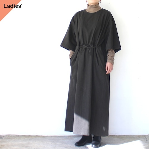 HAVERSACK  墨染ツイル5分袖ワンピース Ink dyed twill half-sleeve onepiece