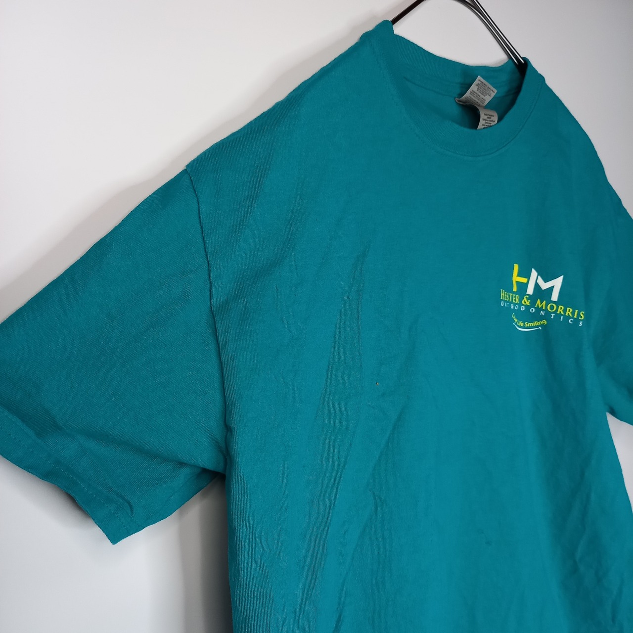 ギルダン　クルーネック　プリントTシャツ　半袖　企業ロゴ　ヘビーコットン　M