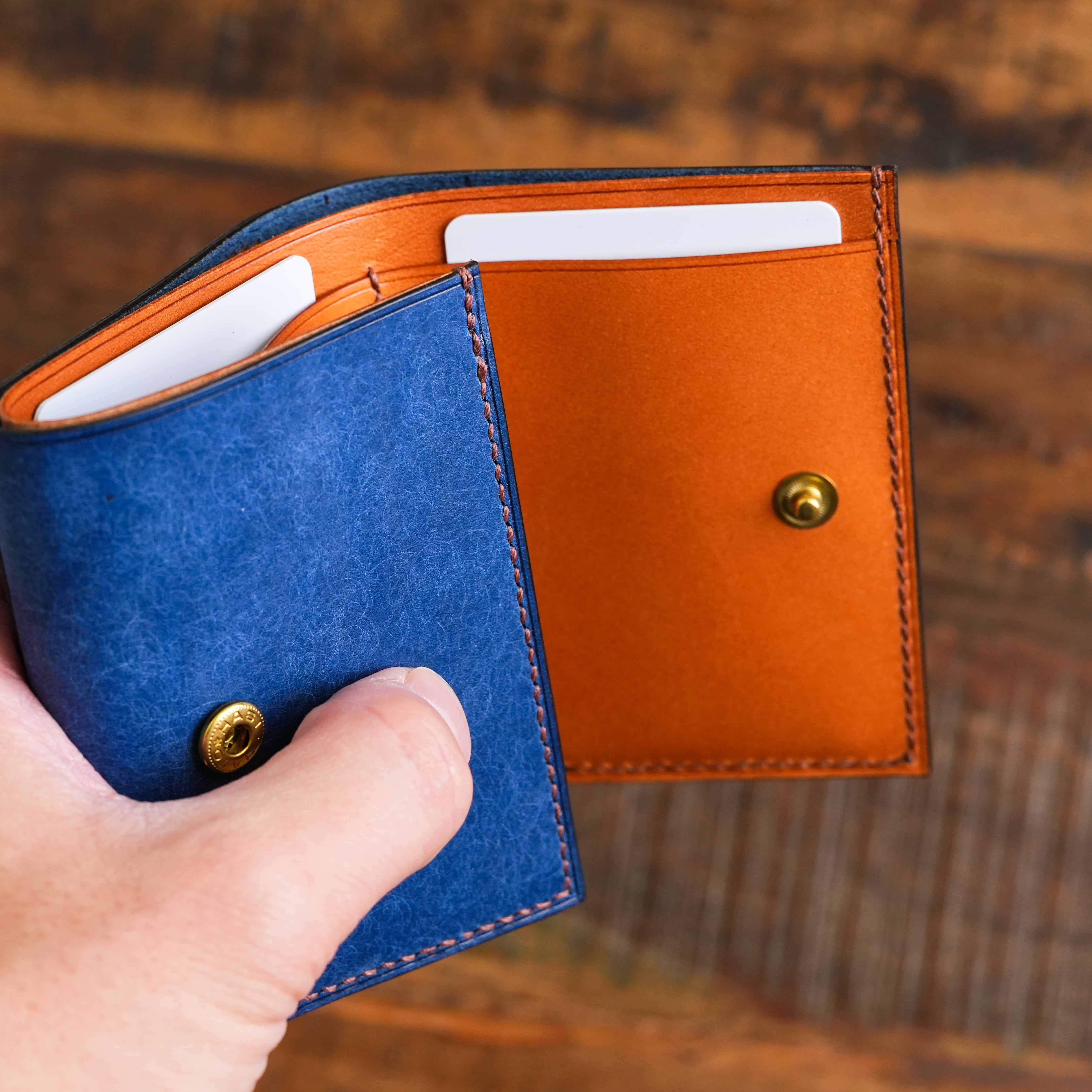 三つ折り財布 [ イタリアンレザーコバルト ] ミニ財布 コンパクト