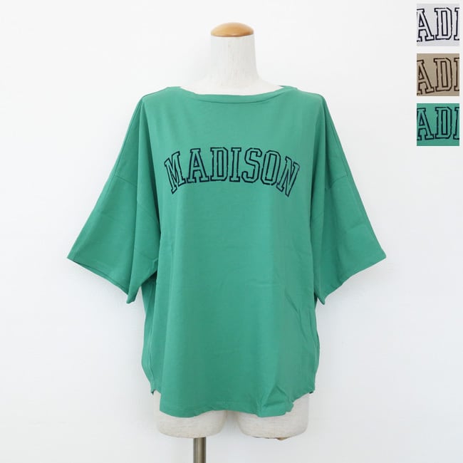 MICA&DEAL (マイカアンドディール) Tシャツ MADISON ロゴ 5分袖 ラウンドヘム ワイドシルエット 0126309064