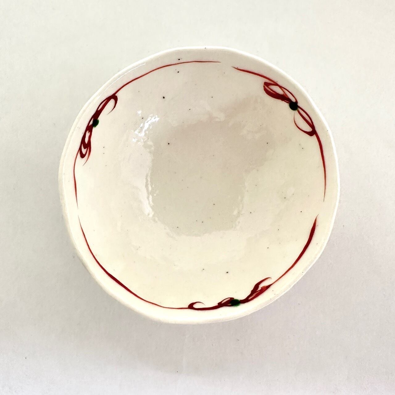 志野赤絵二花飯碗(大)【榛澤宏】 | うつわや はんのき