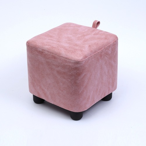 スツール ロータイプ 高さ28cm イエロー ピンク 黄色 桃色 正方形 四角 椅子 スクエア レザースツール ファッションソファスツール コーヒーテーブル 無垢材 ホーム 小さなスツール ロースツール レザースツール