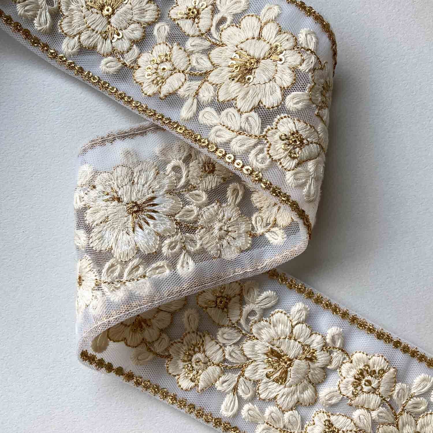 再入荷〉白花模様のインド刺繍レース（50cm〜） | Dua-アクセサリー