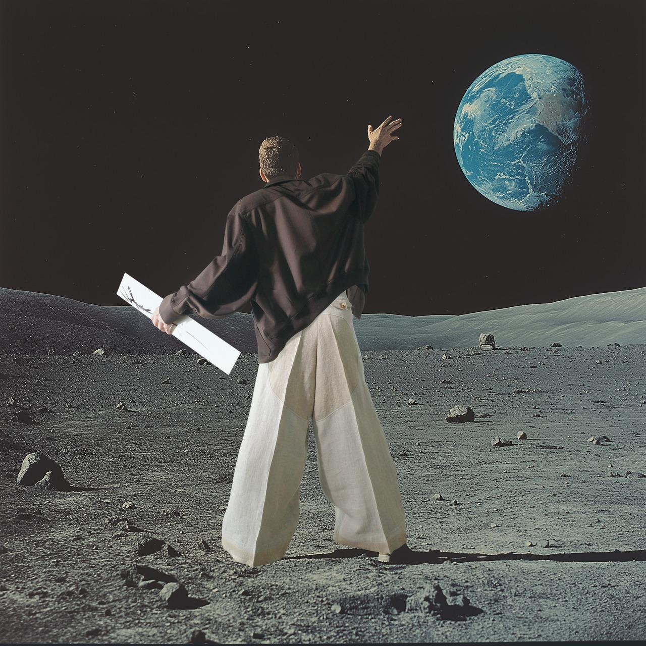 i’m here - Linen Wide Pants ：Black｜3種リネン切替／ワイド／“だまし絵”前立て