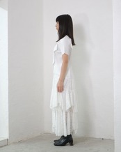AMBERGLEAM - 2WAY Tiered Skirt ：LACE｜2WAY仕様／ドローコードシャーリング／ティアードレース／膝スリット／前後差アレンジ