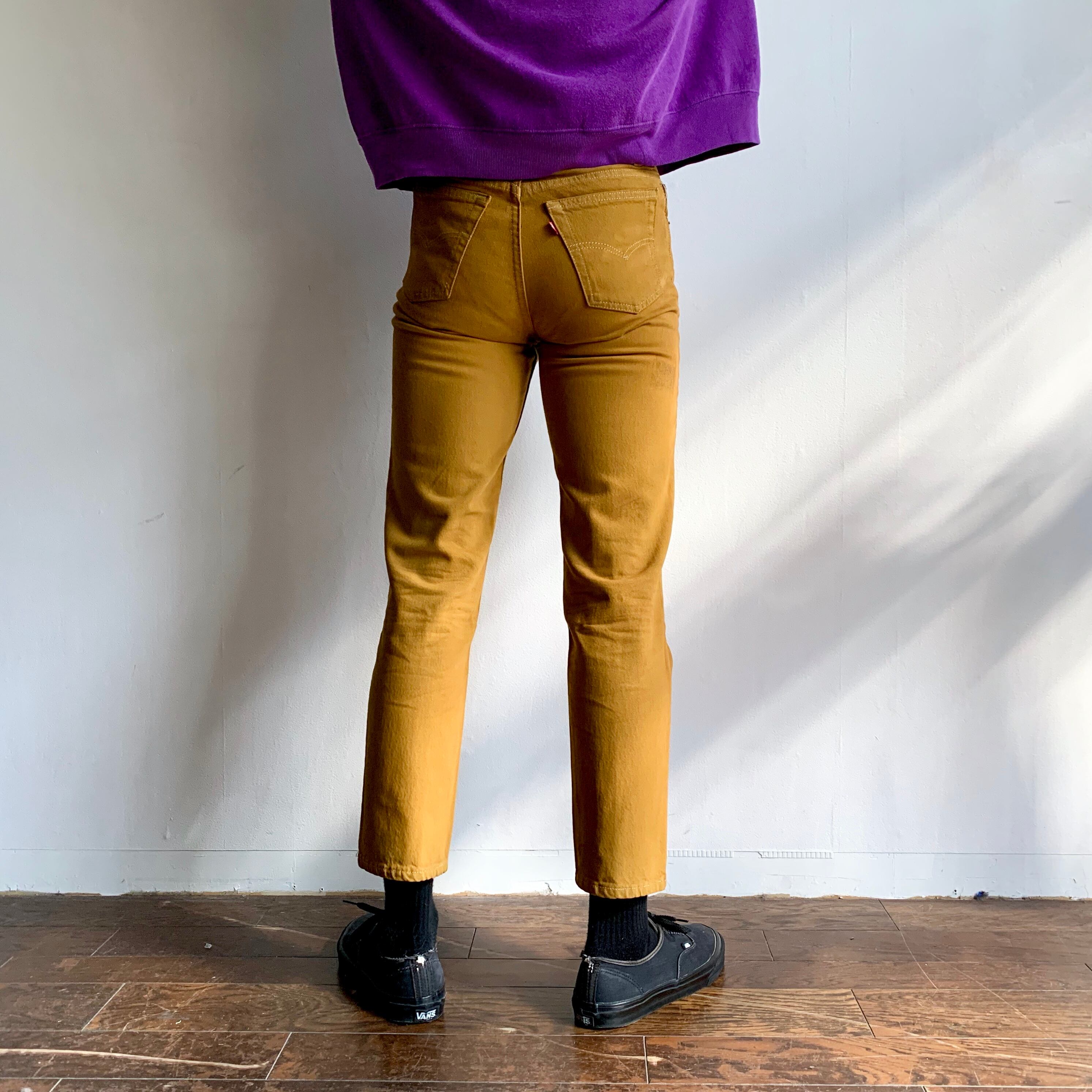 1336. 1990's levi's 701 garment dyed mustard 後染めマスタード