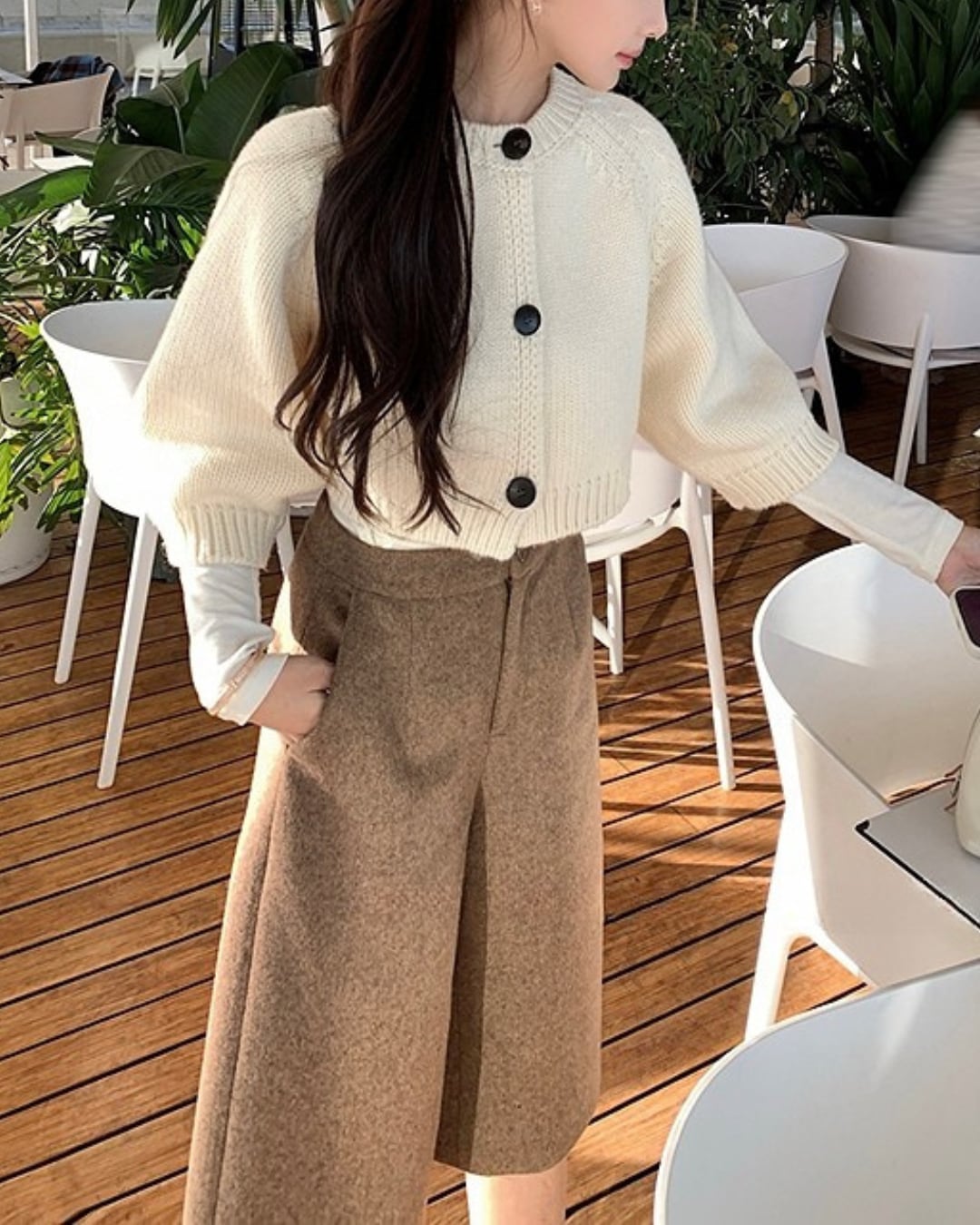 ラウンドネックショートカーディガン l5395