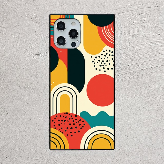 受注生産 iPhoneケース 丸とアーチのレトロポップ｜抽象柄 PABS009A