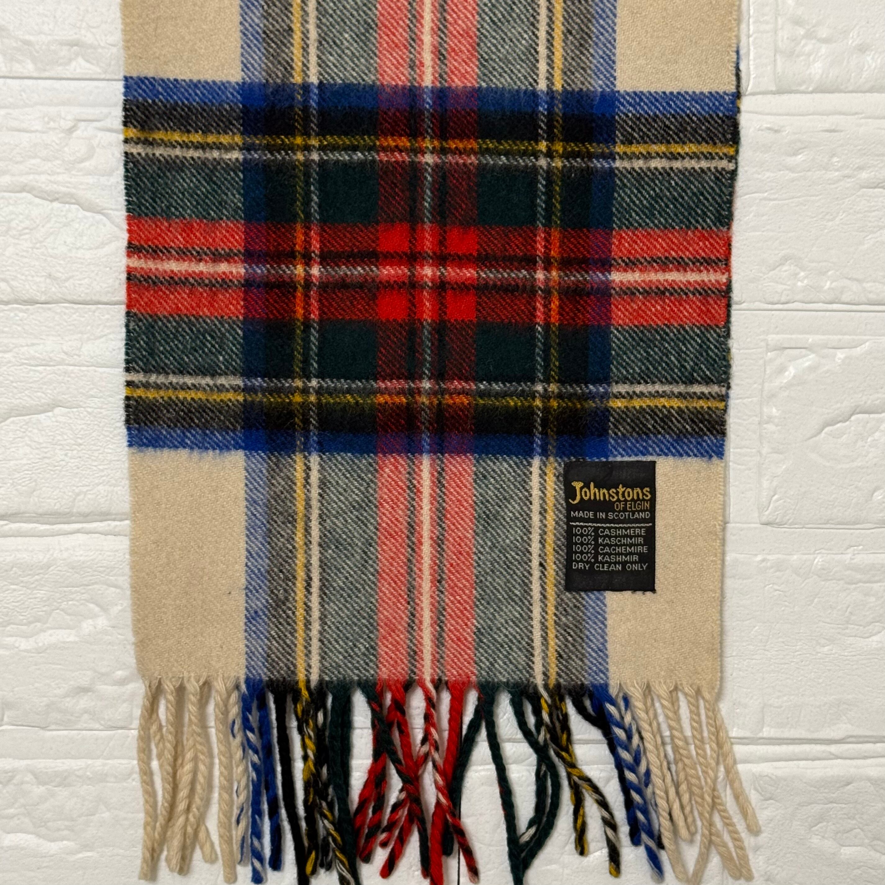 Johnstons of Elgin ドレススチュワート カシミヤ マフラー (オフ