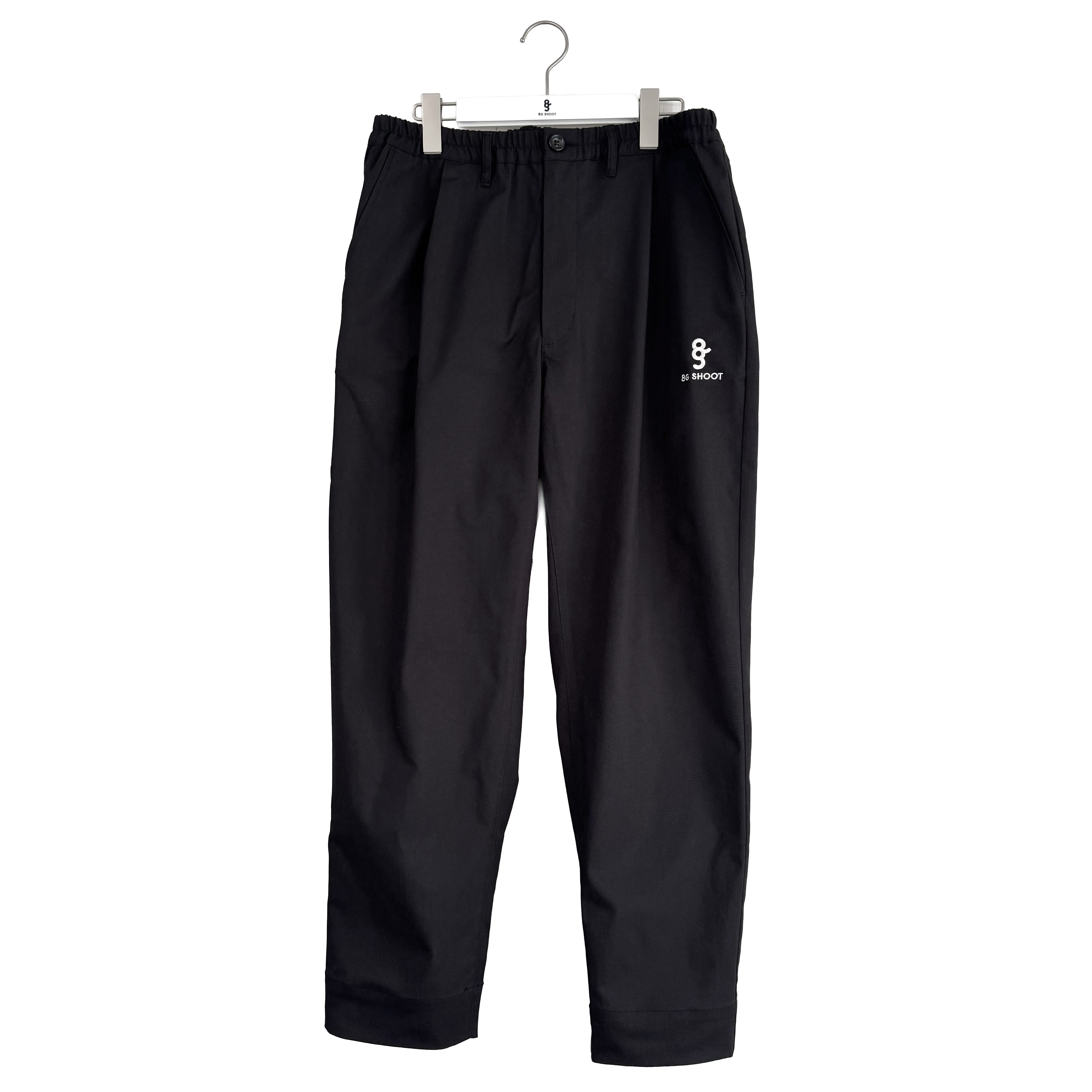 ONE TUCK STRETCH PANTS -BLACK-