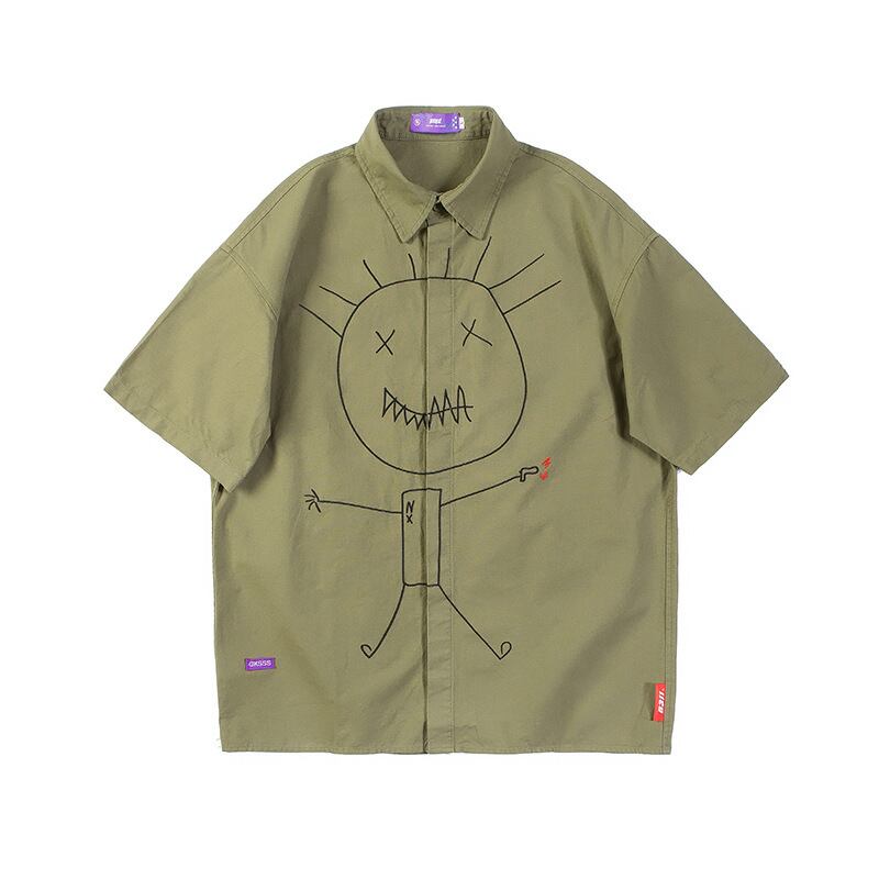 Yidao Vintage 20 SummerLoose半袖ボーイズクリエイティブスマイリープリントシンラペルTシャツ-Alibaba ショート ハーフスリーブ サマー 夏物 ビンテージ hip6-161180786756660