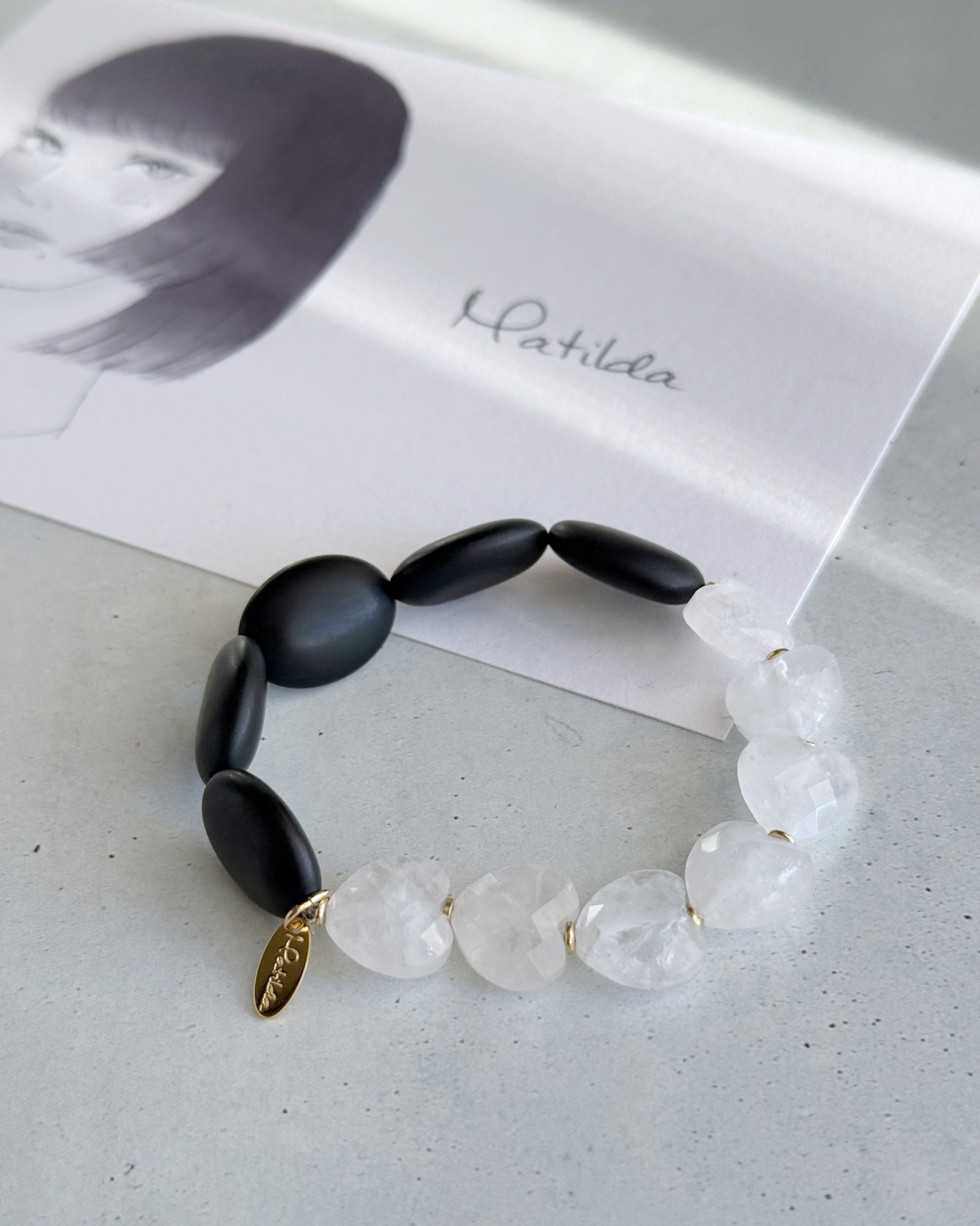 bicolor bracelet(オニキス×クォーツ)