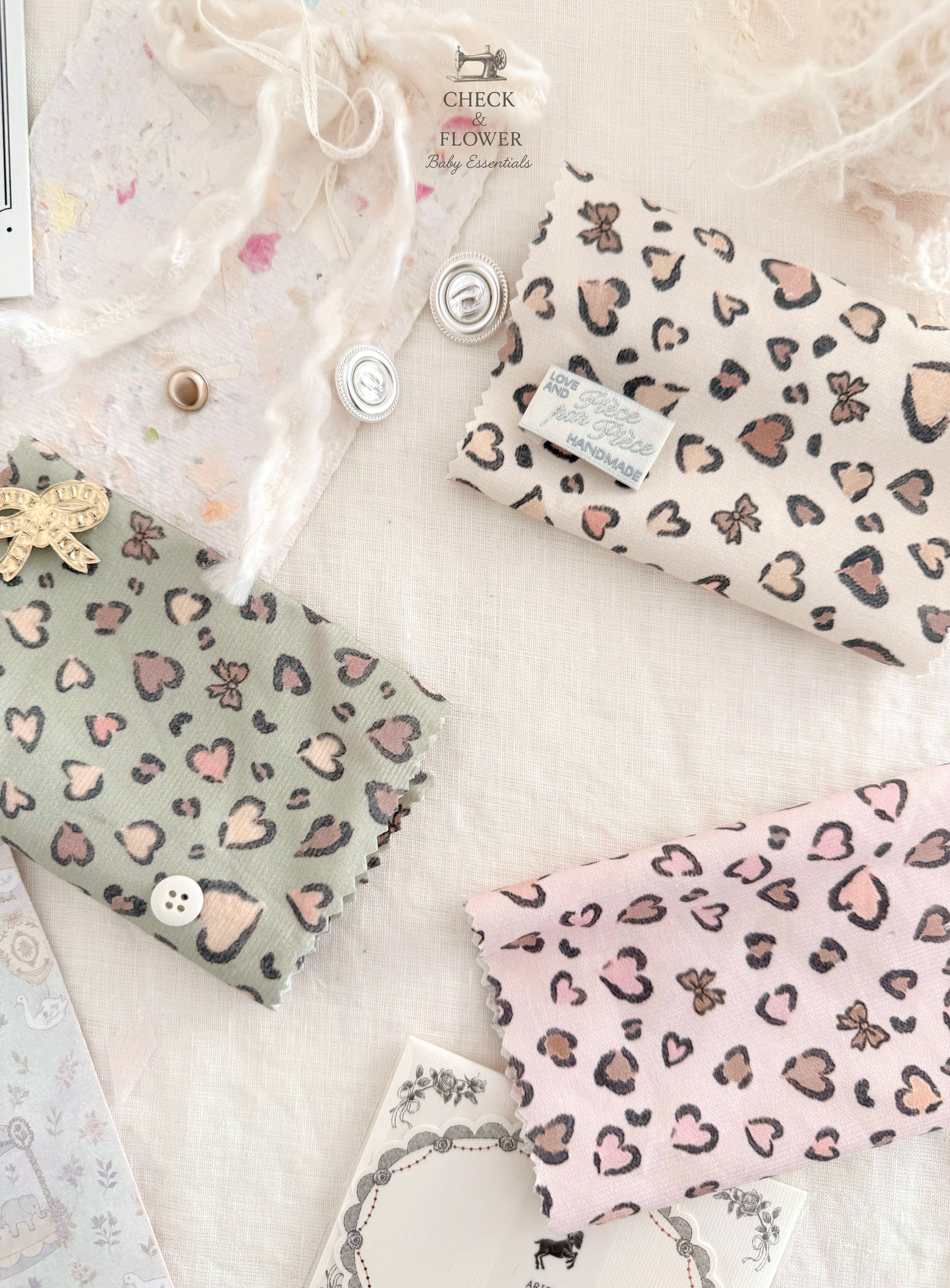 【即納】ミニハートレオパード コーデュロイ生地25FW