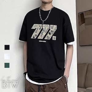 【韓国メンズファッション】フロントプリントTシャツ カジュアル ストリート クール ゆったり ユニセックス BW2596