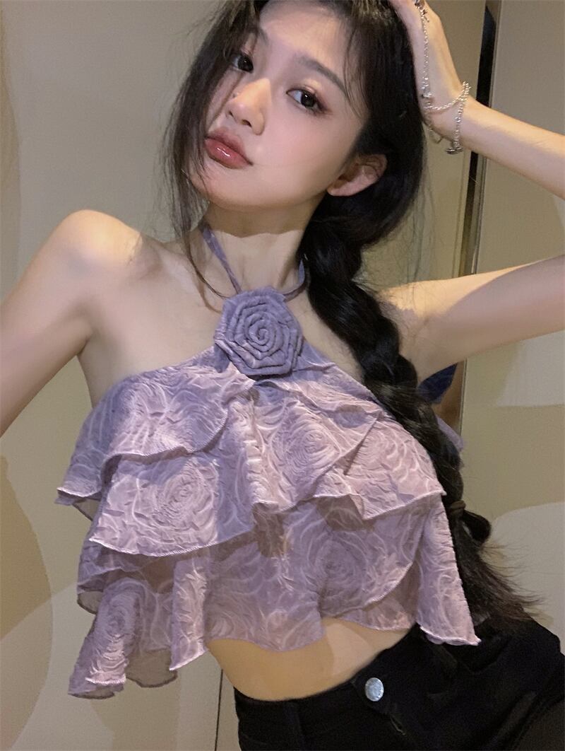 キャミソール レディース ノースリーブ ホルターネック クロップド丈