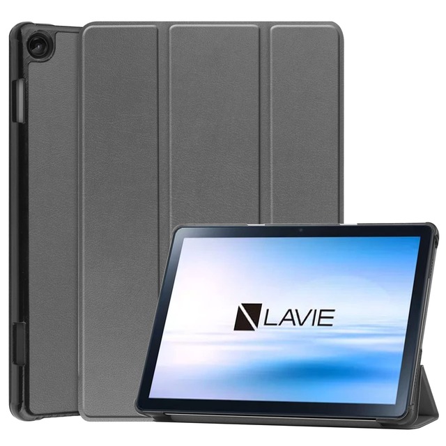 For NEC LAVIE Tab T10 (T1055/KAS,TAB10/F03) Tab Lite TL103/KAL PC-TL103KAL ケース カバー LAVIE Tab 10FHD4 保護ケース スリムな三つ折スタンド【Trocent】レノボタブレット10.1インチケース マグネット開閉式 オートスリープ機能 耐衝撃 全面保護 耐久性ハードカバー(グレー)