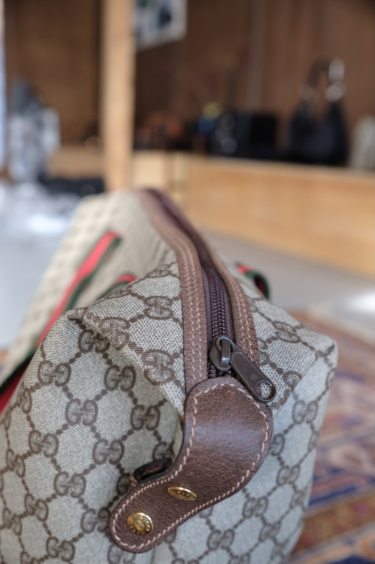 オールドグッチ シェリーライン GGスプリーム ボストンバッグ ブラウン GUCCI / グッチ GGスプリーム シェリーライン ボストンバッグ