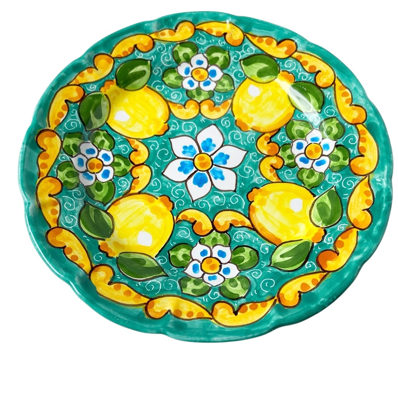 絵皿 26cm GEO046 マヨリカ焼き イタリア陶器 レモン柄 ディナー皿