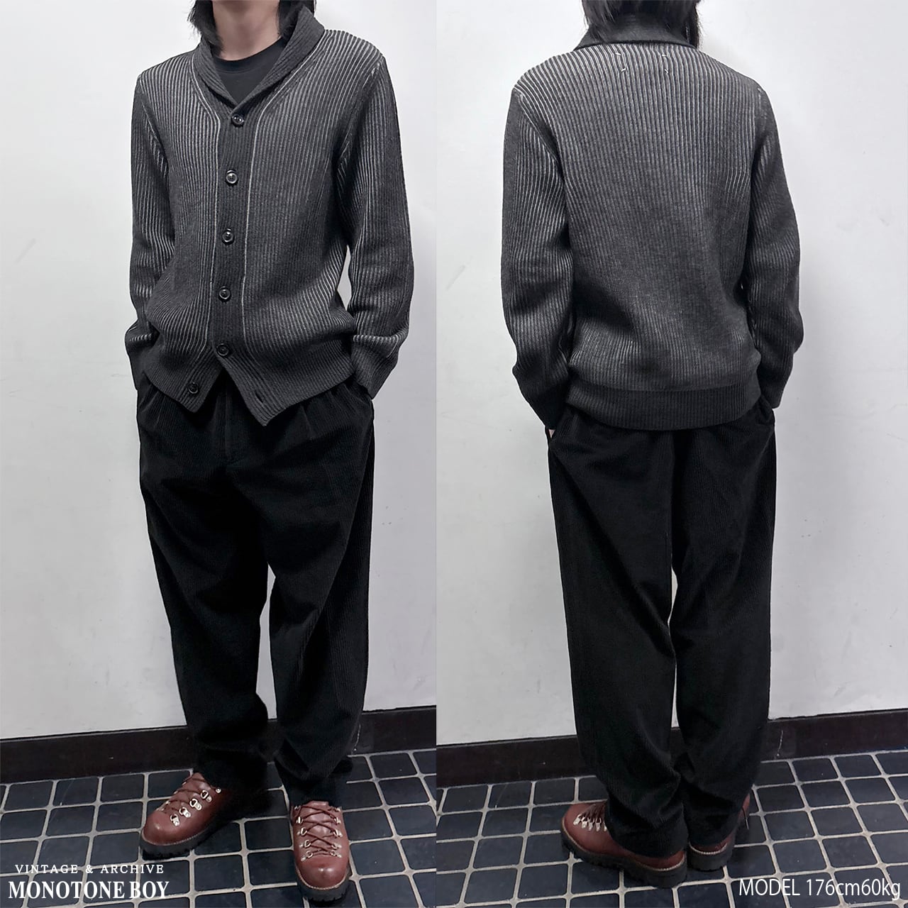 W96 90'S BOSS HUGO BOSS Black Corduroy Pants ＂LOPEZ＂ size54