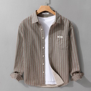 【M-3XL】Vintage Stripe Long Sleeve Shirt / ヴィンテージ ストライプ 長袖 シャツ