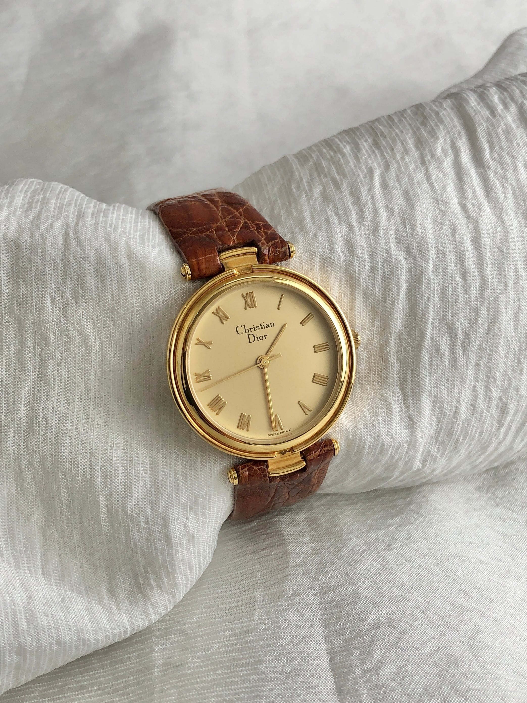 Christian Dior クリスチャン ディオール 腕時計 ゴールド×ブラウン ローマ文字 ステンレススチール 3006 vintage ヴィンテージ オールド 7ivzj6
