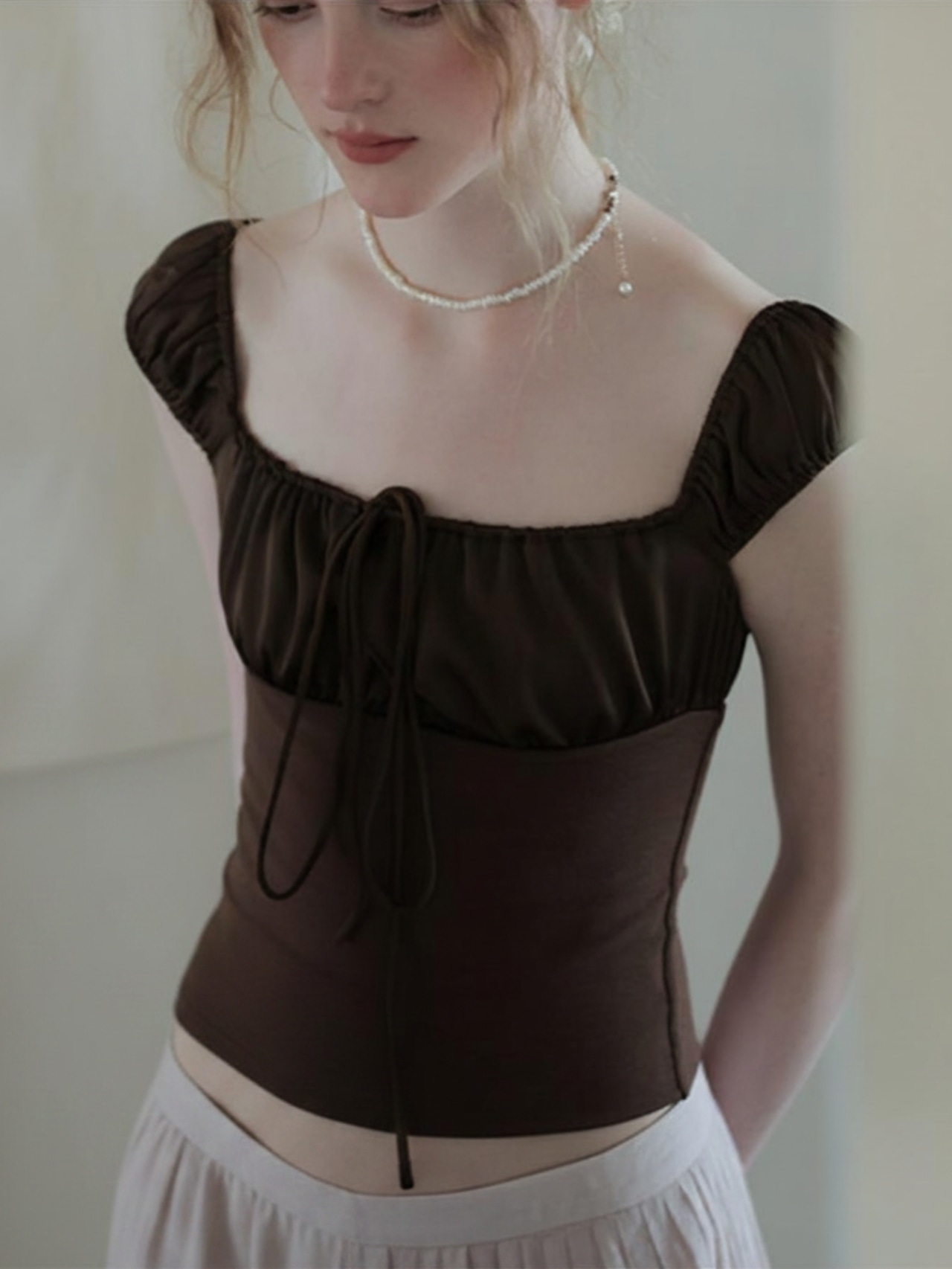 Chocolat Gathered Corset Top F0707