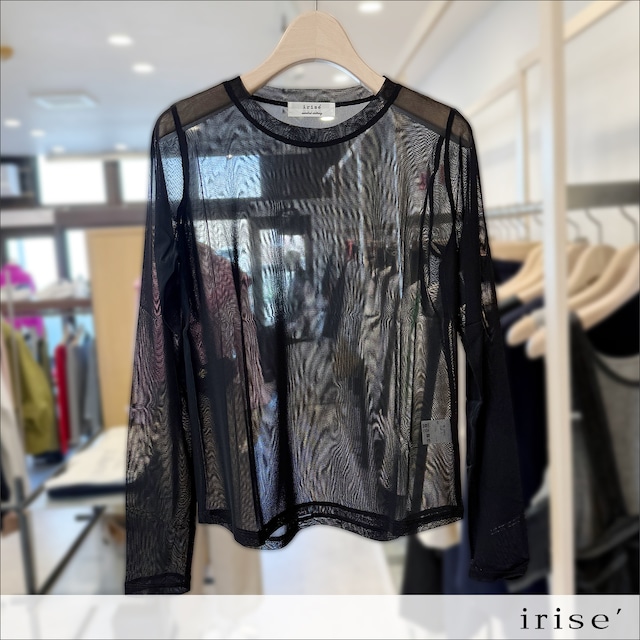 irise(イリゼ) メッシュクルーネックトップス t9015 クロ