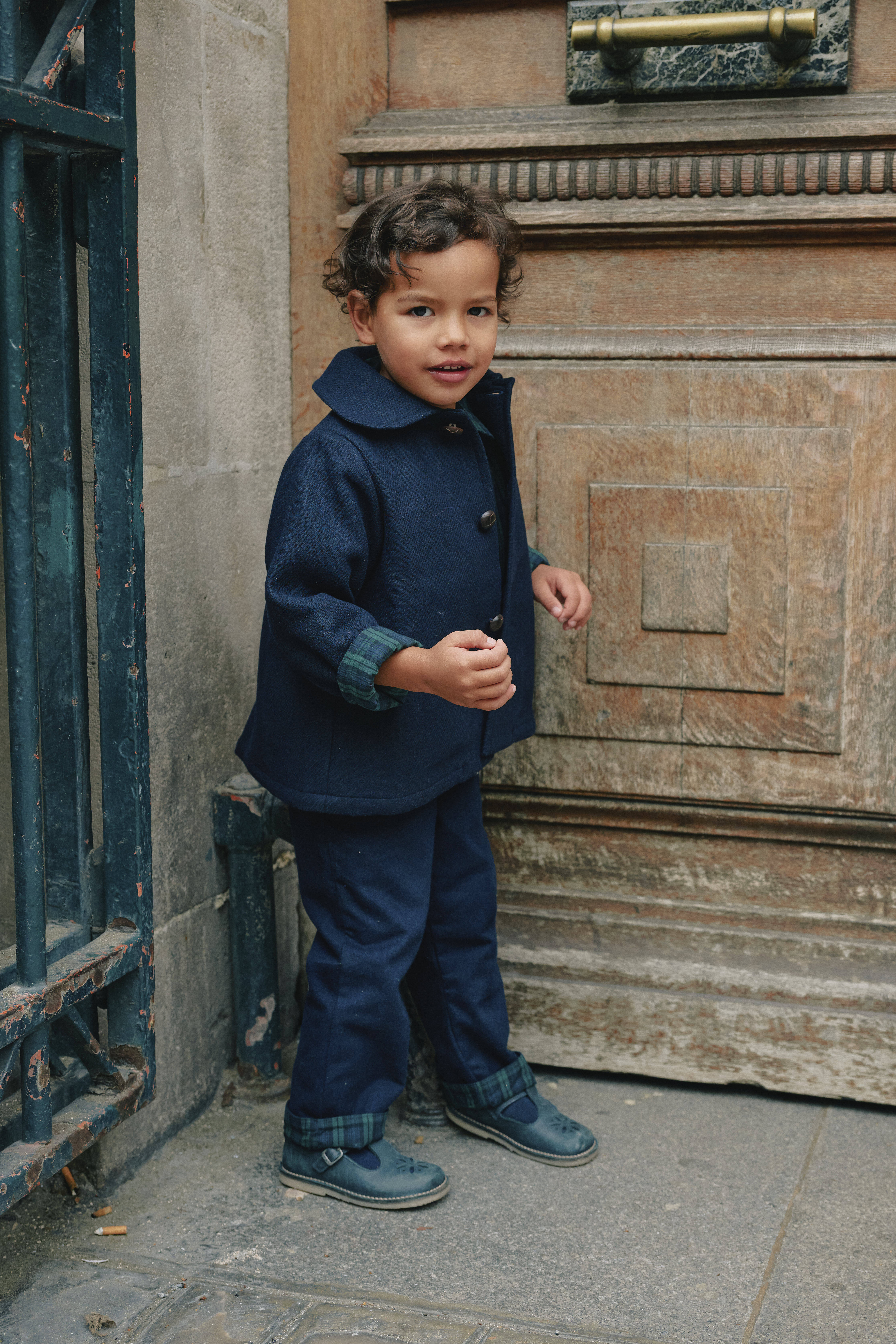 【予約/送料無料】18m-4y / Pants LEBON - blue reversible / Maison Marelle