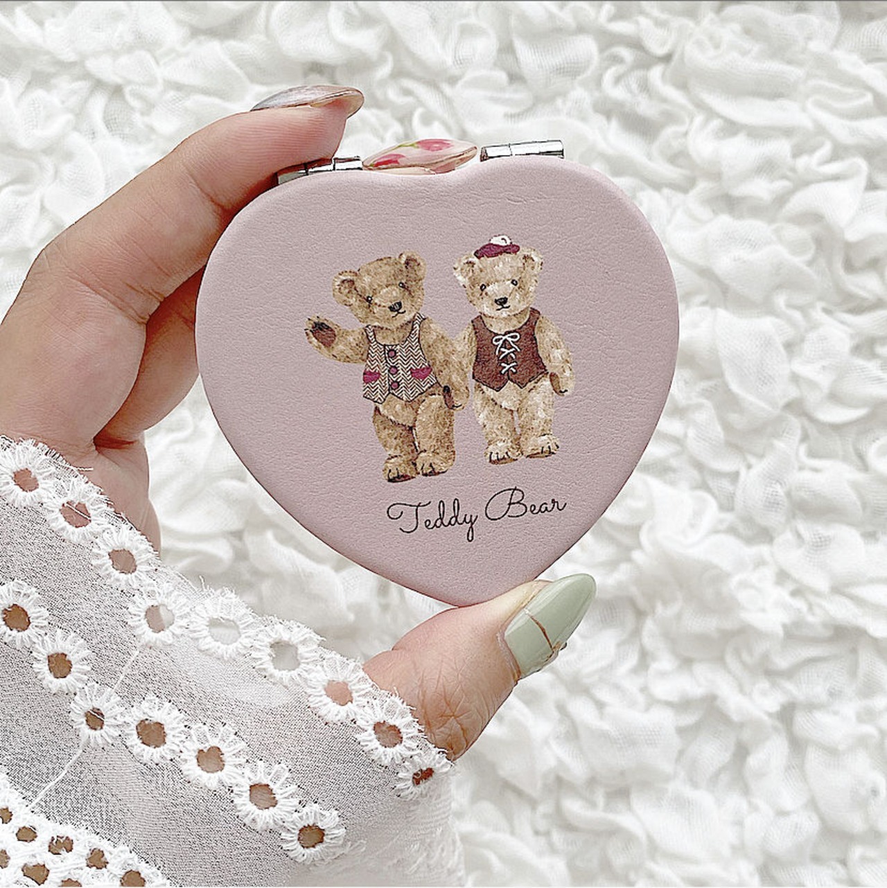 【ネーム入り】ハート型コンパクトミラー