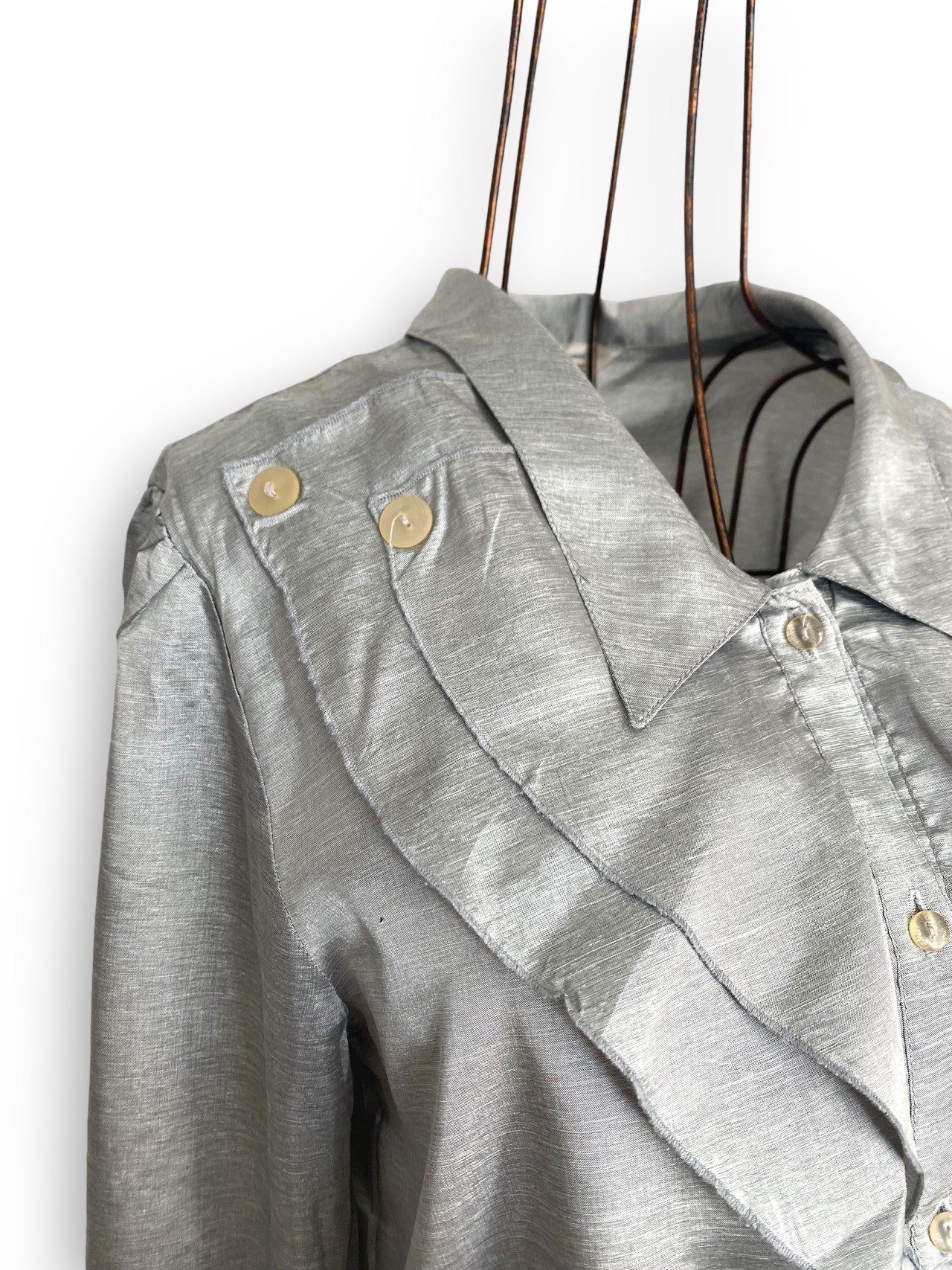 Frills design metallic blouse