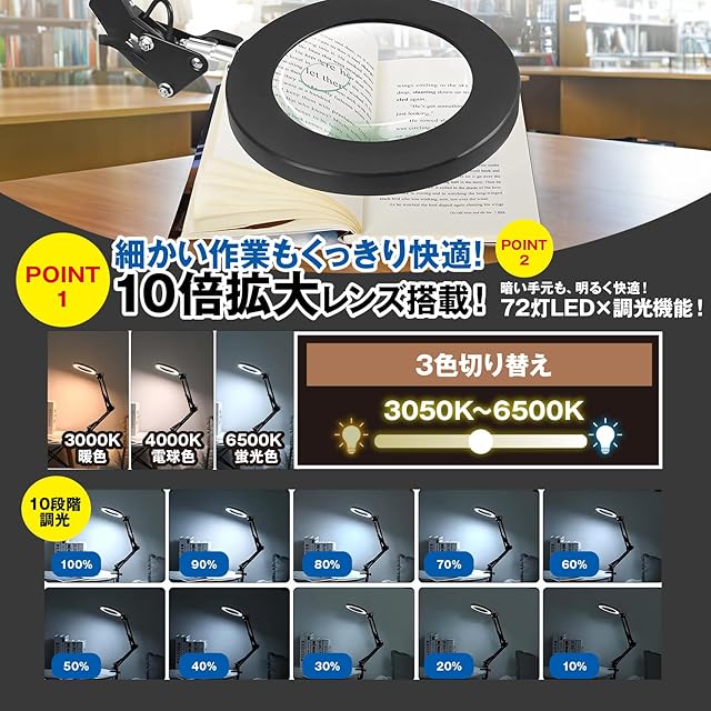 HT Sports 拡大鏡 スタンド 【現役ジュエリー職人監修】 ルーペ LED