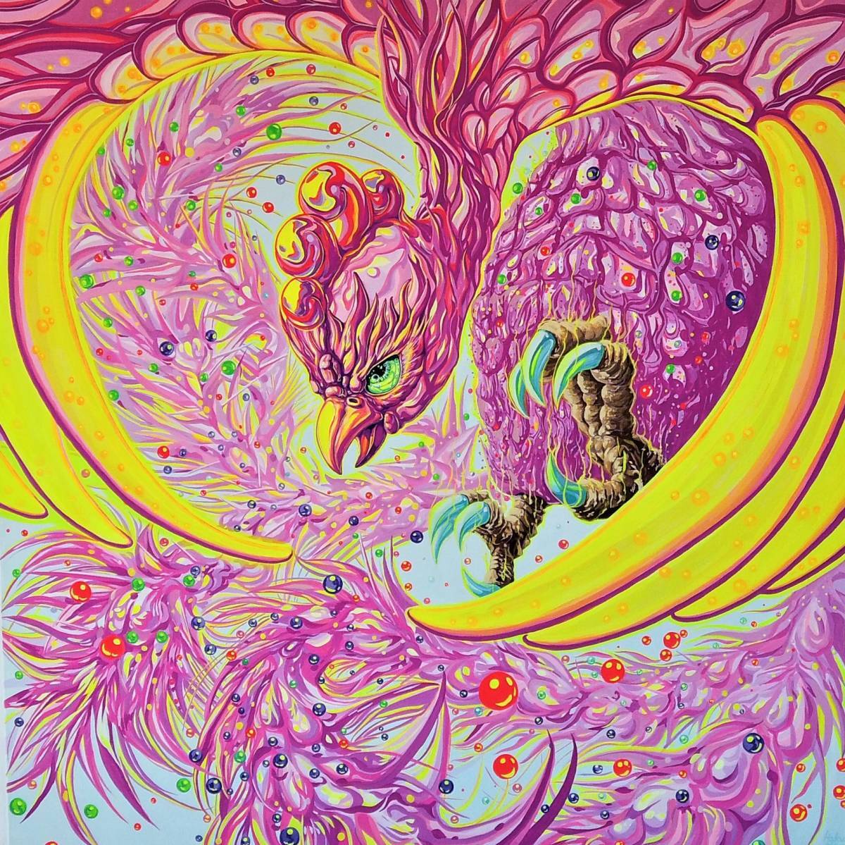 現代水墨画家☆絵師白道 「Lucky Phoenix/Five God Monsters」（直筆