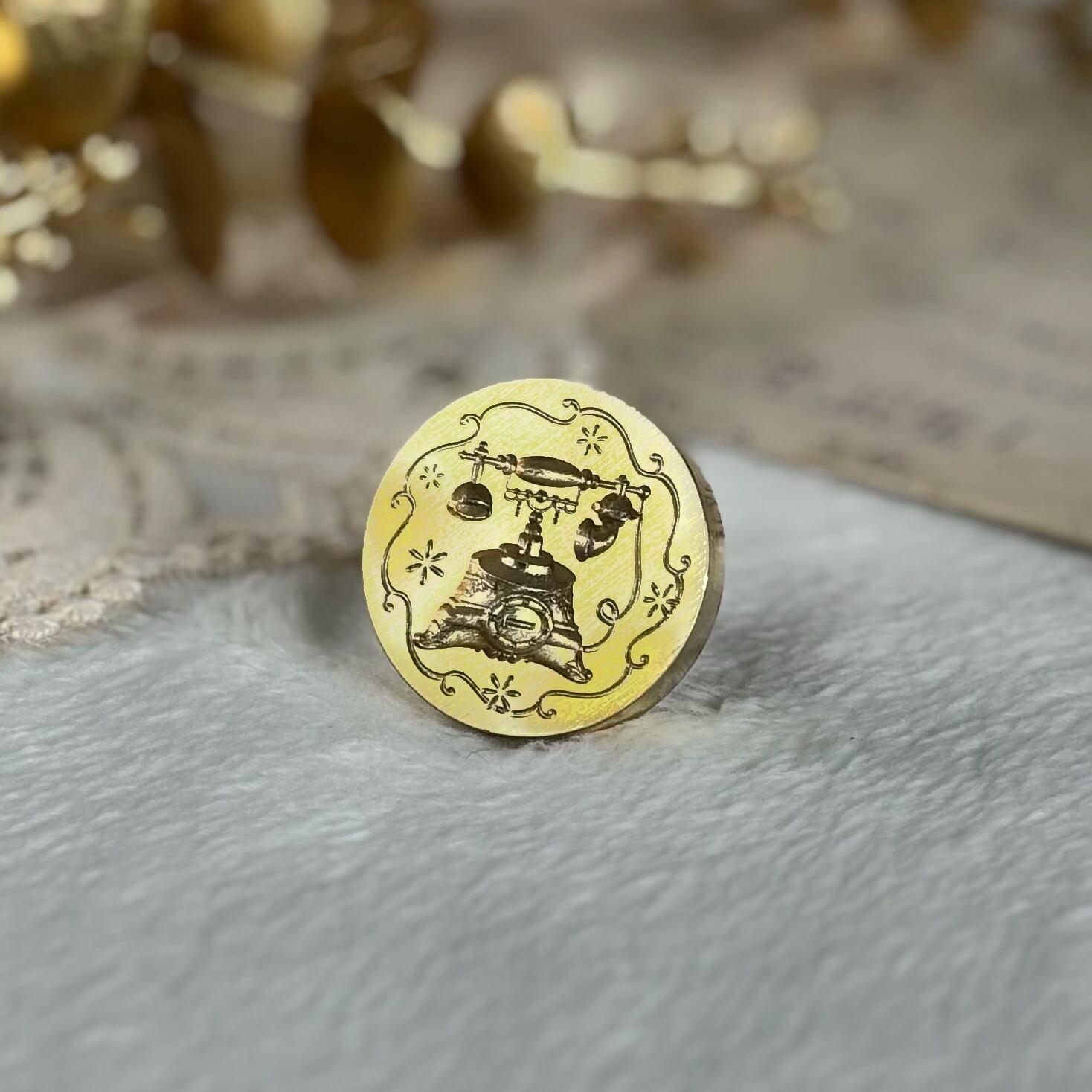 【25㎜】黒電話【スタンプヘッド】#SWH-72