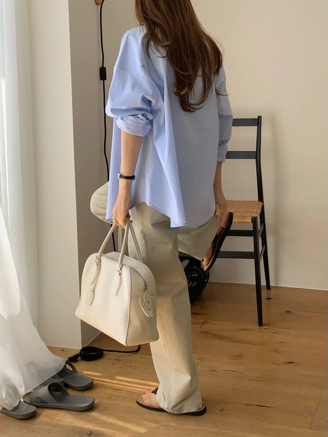 (予約) ounce / Terry stripe shirt 1color