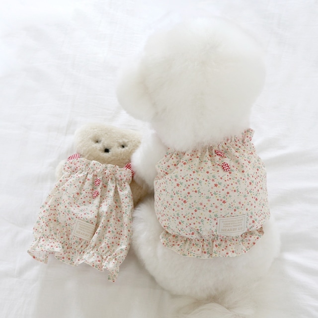 【即納】[near by us] kitsch flower crop top (strawberry red)