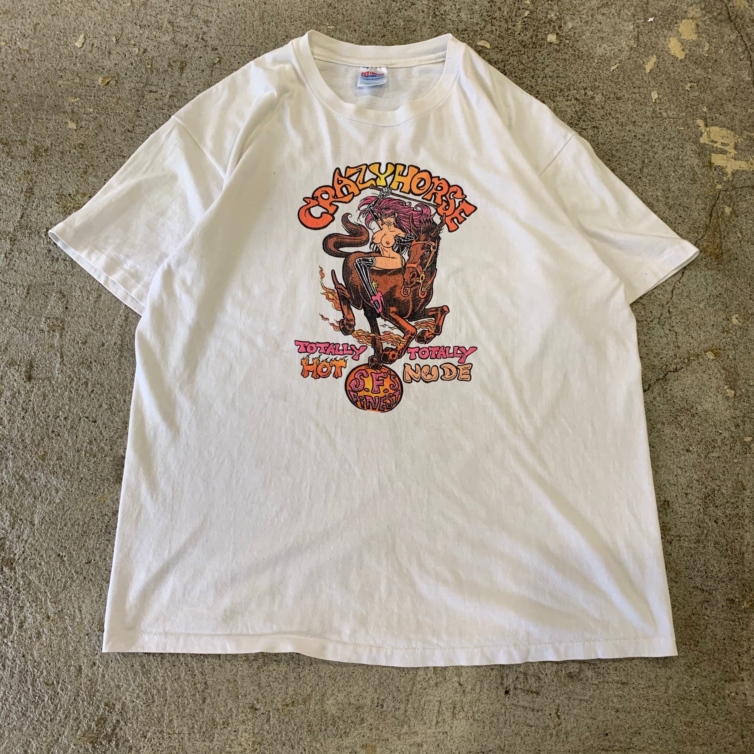 90s CRAZY HOUSE nude print T-shirt