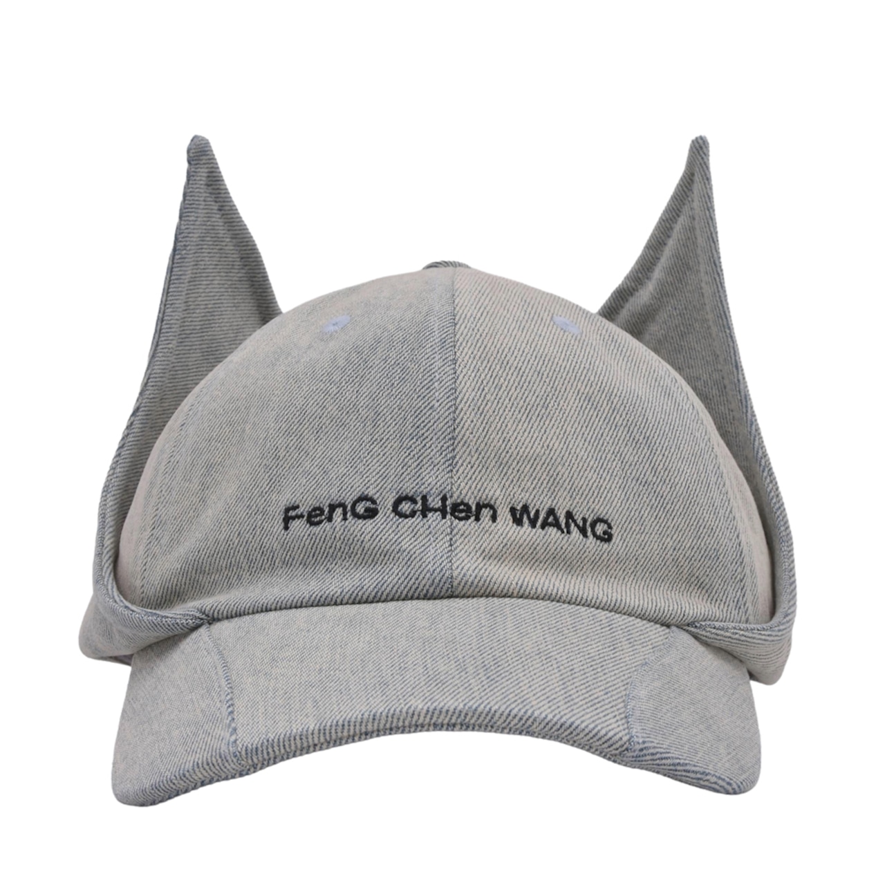 【Feng Chen Wang】Black Washed denim Cat earflap Baseball - 2