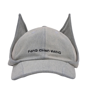 【Feng Chen Wang】Black Washed denim Cat earflap Baseball