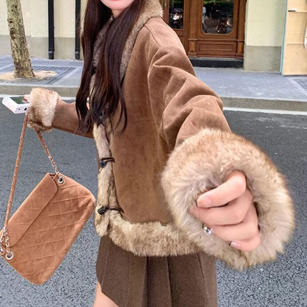 【送料無料】 ムートン ジャケット アウター レディース 秋冬 韓国 防寒 防風 保温 暖かい おしゃれ 大人 かわいい きれいめ スエードジャケット フェイクムートン ブルゾン ゆったり 大人可愛い 大人女子