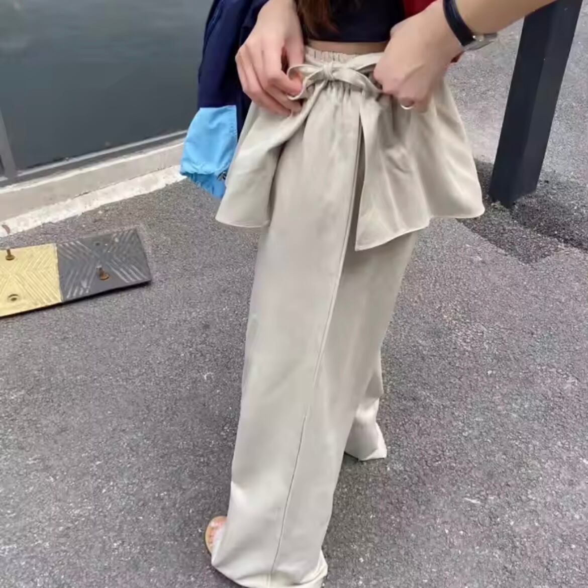 layered casual wide pants