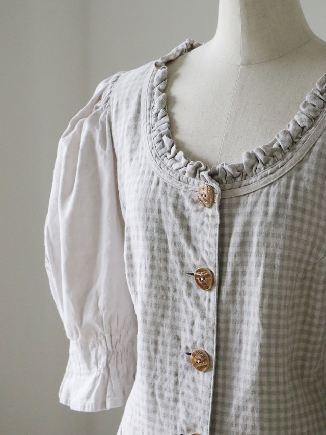 ●gingham check & embroidery Tylor dress
