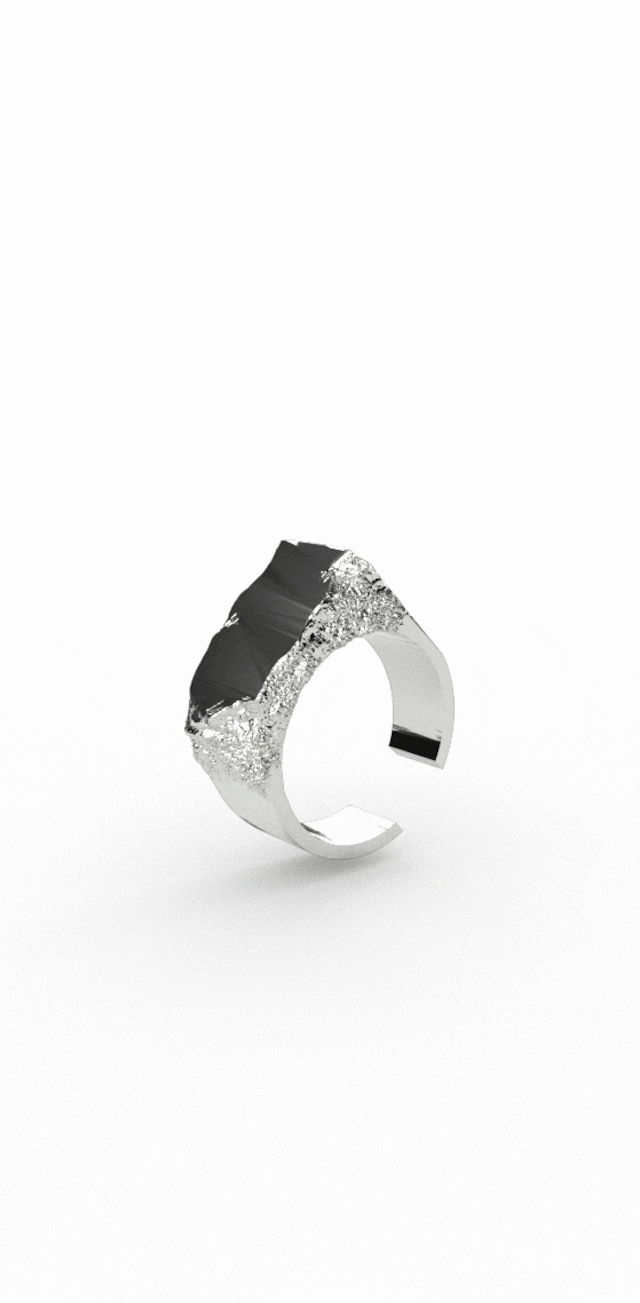 Rock Silver925 Ring / Ear cuff