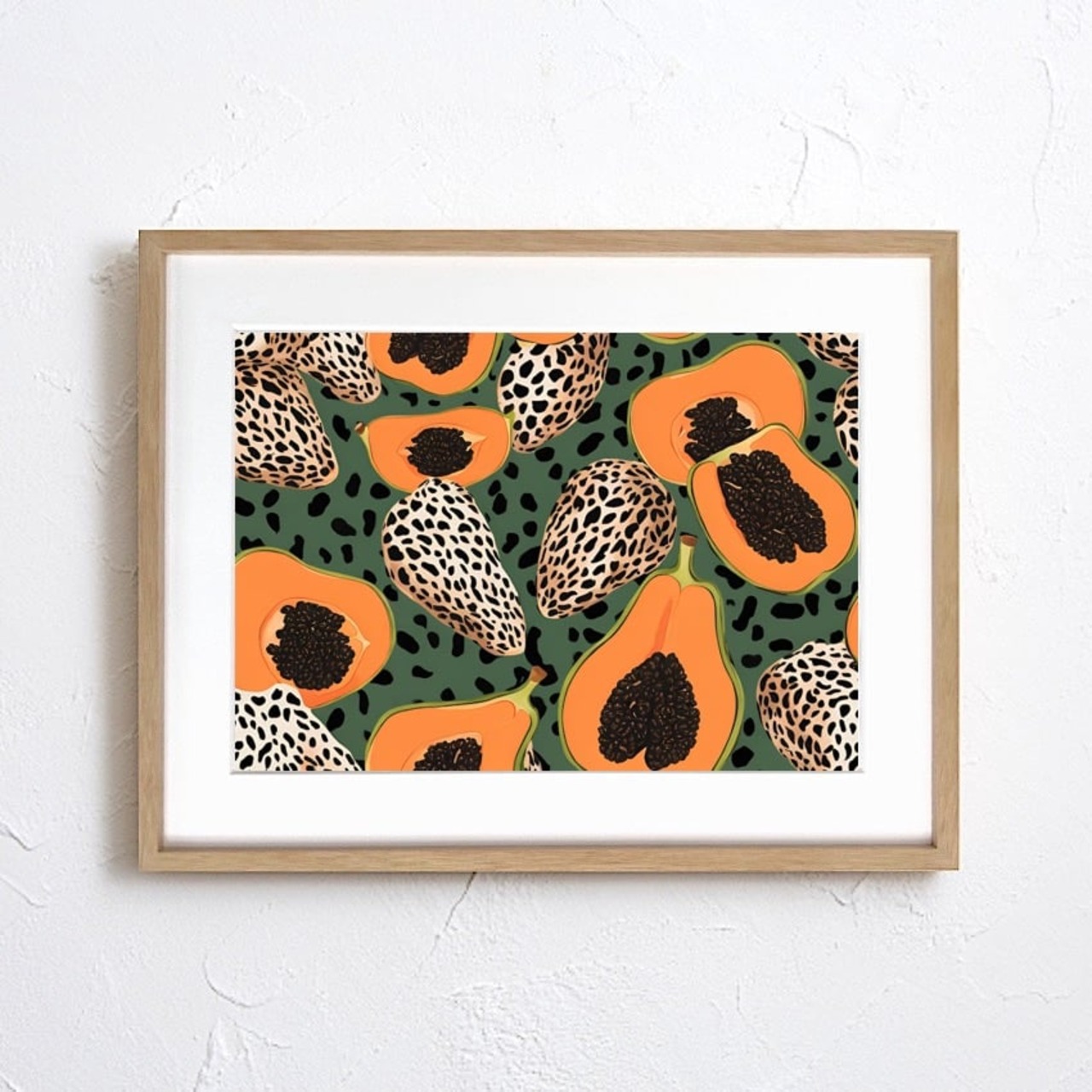 Spotted Papaya｜南国パパイヤのモダンパターンアートポスター｜トロピカルインテリアに映える一枚｜A3ポスター