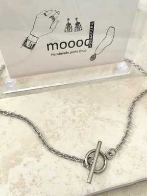 【2pcs】43cm ステンレス製トグル付き デザインOチェーンネックレス/チェーンパーツ2