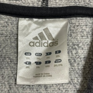 【adidas】ジップアップパーカー ワンポイントロゴ 刺繍ロゴ スウェット フーディー hoodie 2XL ビッグサイズ フルジップ アディダス us古着