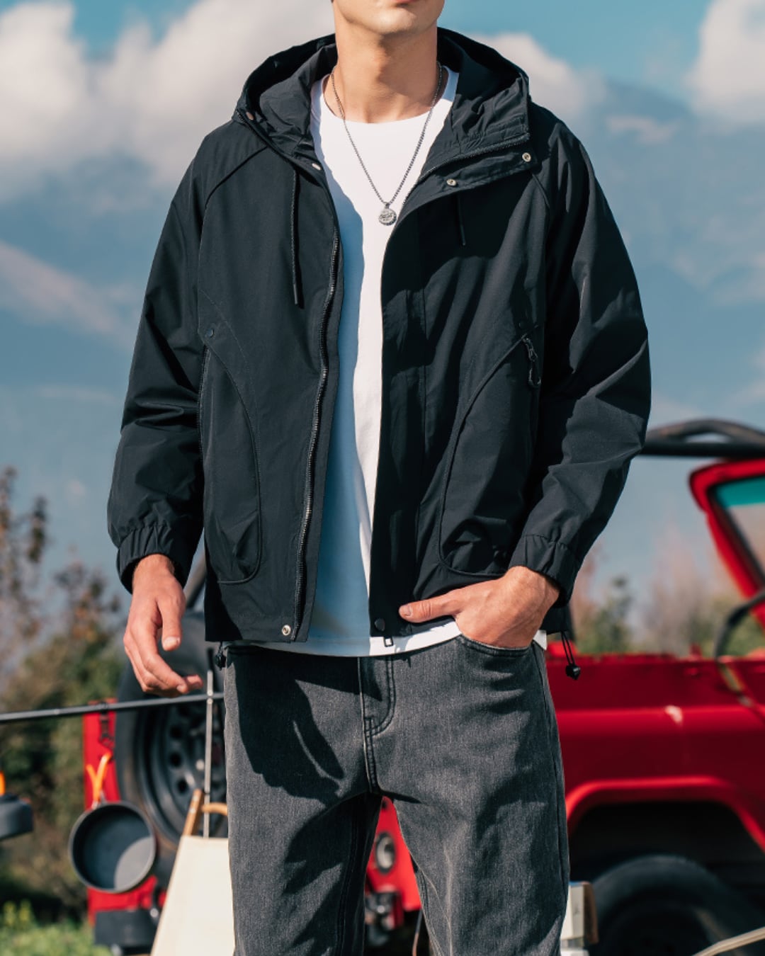 フルジップ フーデットアウトドアジャケット E0048