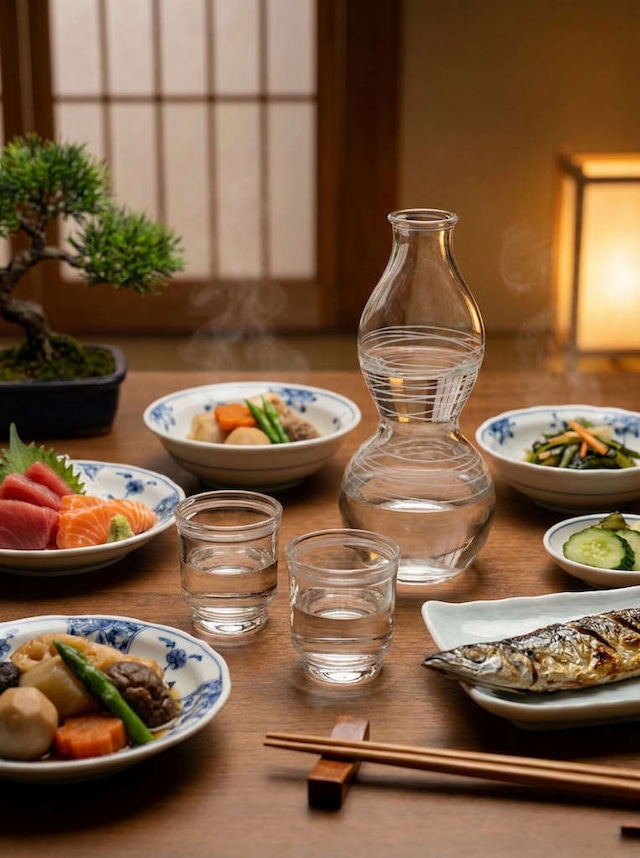 ⑨-3 【自宅で料理屋気分】 酒器セット(徳利・ぐい呑み) 耐熱ガラス製 工房からの直接販売 お買得