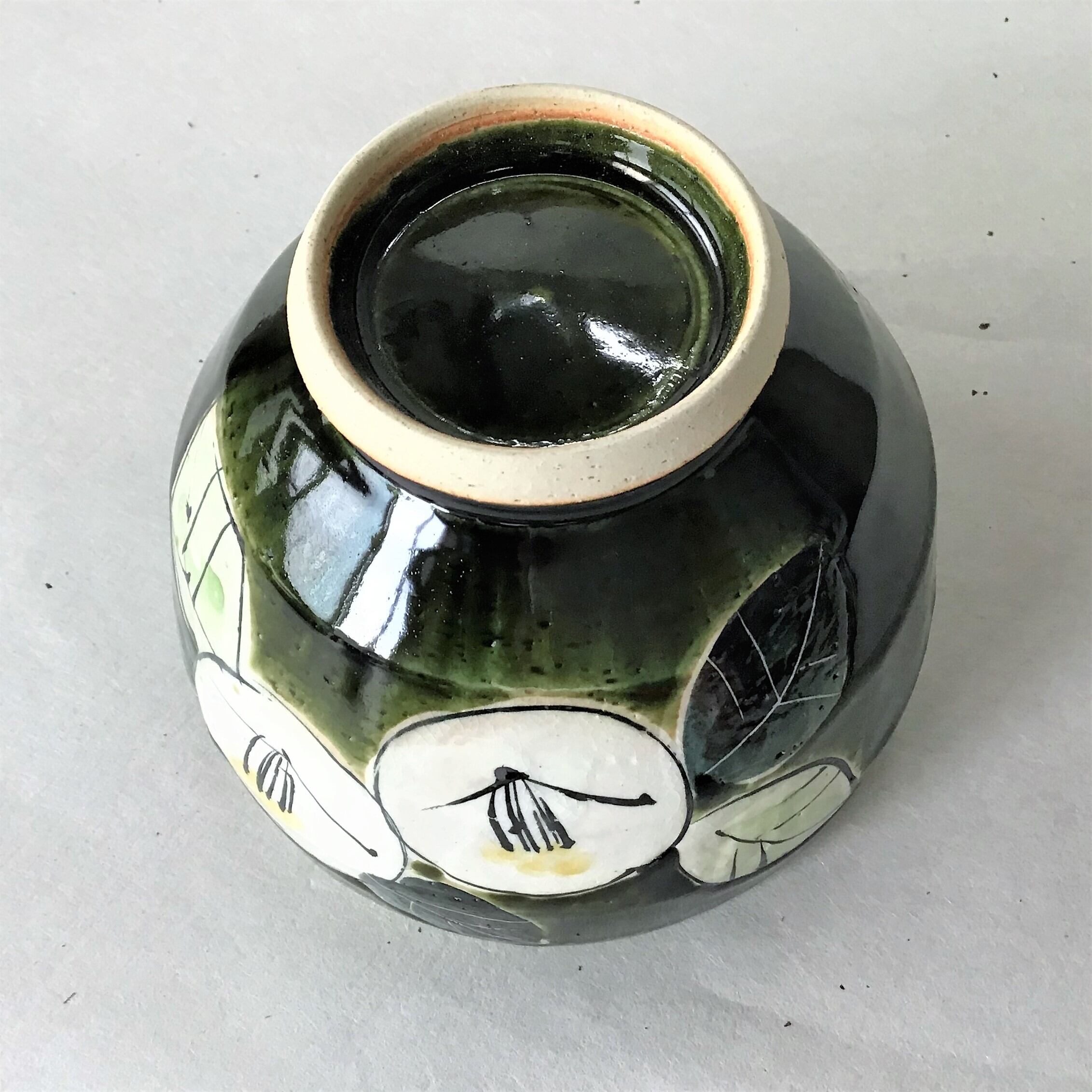 小ぶり丼　織部椿