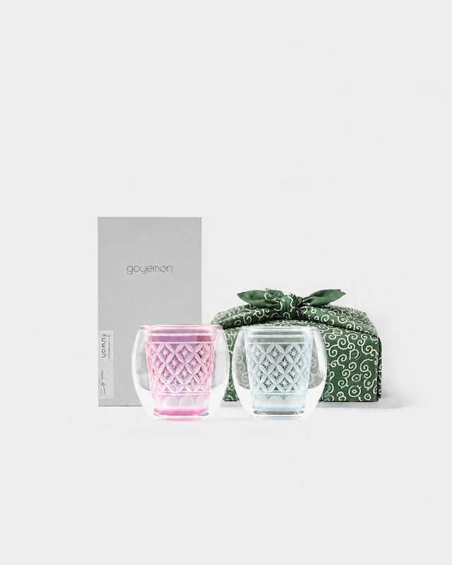 【Father's day Special Gift Wrapping SET】KIRIKO × DOUBLE WALL GLASS “ Fuwan ”