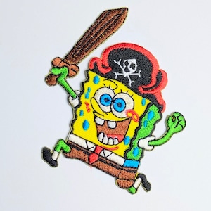 送料無料! ★刺繍アイロンワッペン★【 スポンジボブ ( SpongeBob SquarePants ) 】 海賊 パイレーツボブ〚アメリカン雑貨 アメトイ〛